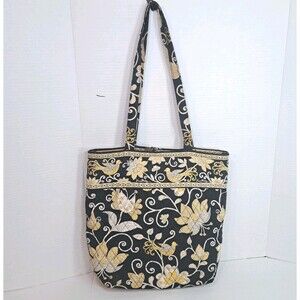 VERA Bradley Yellow Bird Tote Bag 14"x12"x4" Retired Pattern Vtg Purse Floral